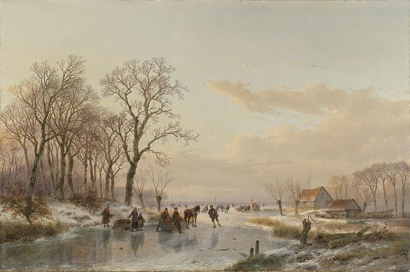 Andreas Schelfhout Een bevroren vaart bij de Maas oil painting picture